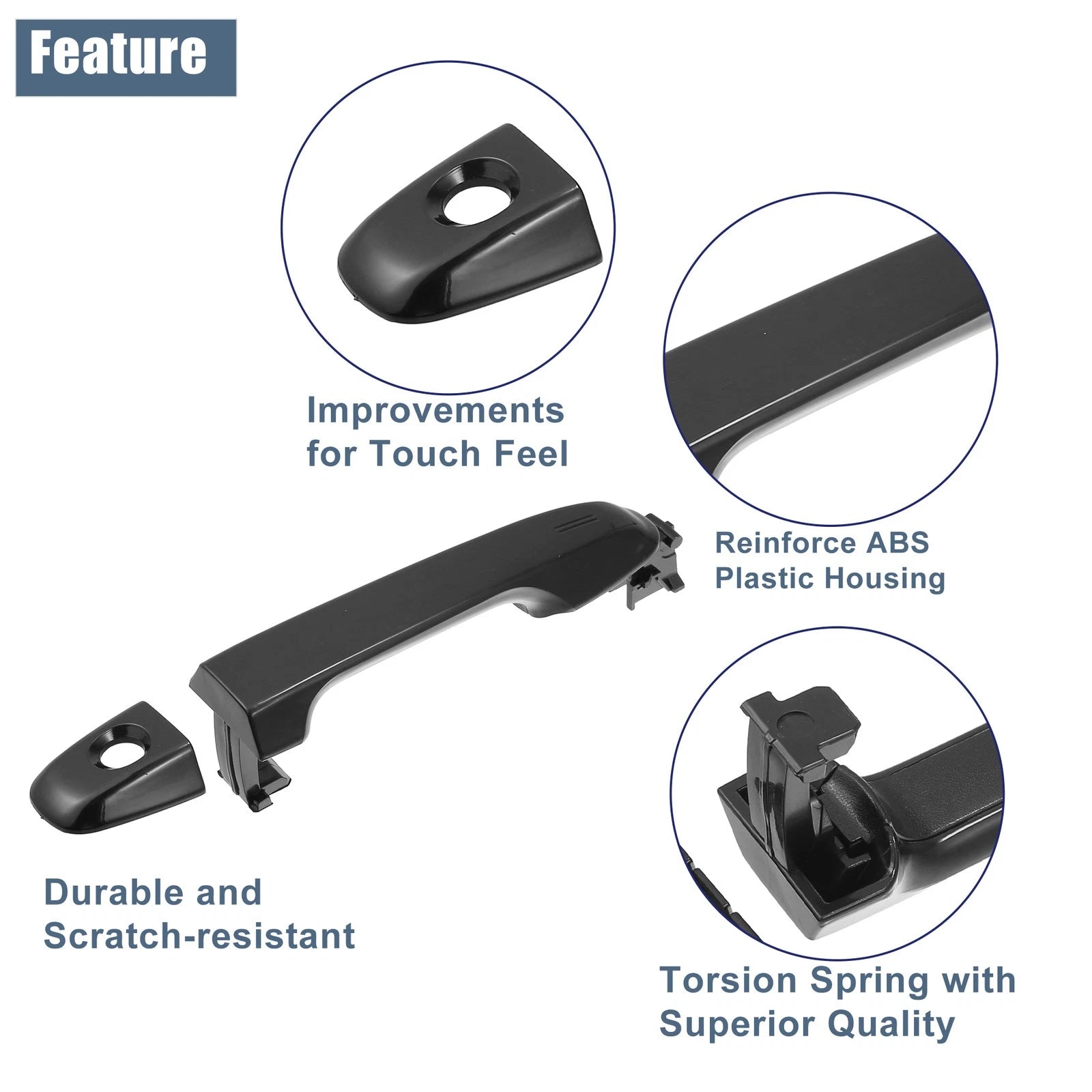 Front Left Driver Side Door Handle for Toyota Camry (2012–2017) Black