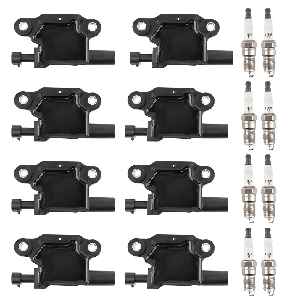 8X Ignition Coils + 8X Spark Plugs for Chevrolet GMC Buick Cadillac Hummer