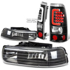 Headlight and Tail Light Set for Silverado (1999–2002) - Black Crystal, 3D LED Bar