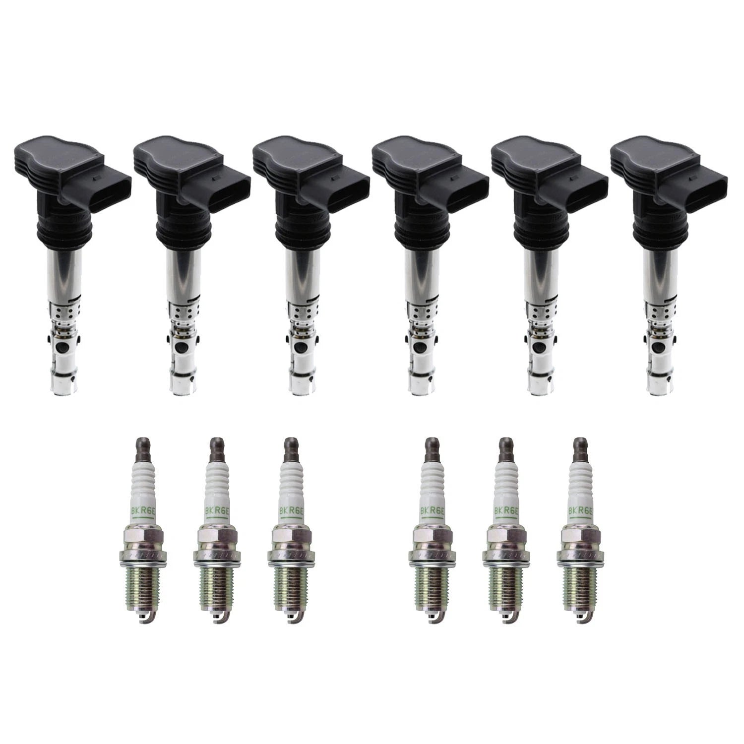 Set of 6 Ignition Coils & NGK V-Power Spark Plugs for Audi A6 Allroad Quattro (2000–2005)