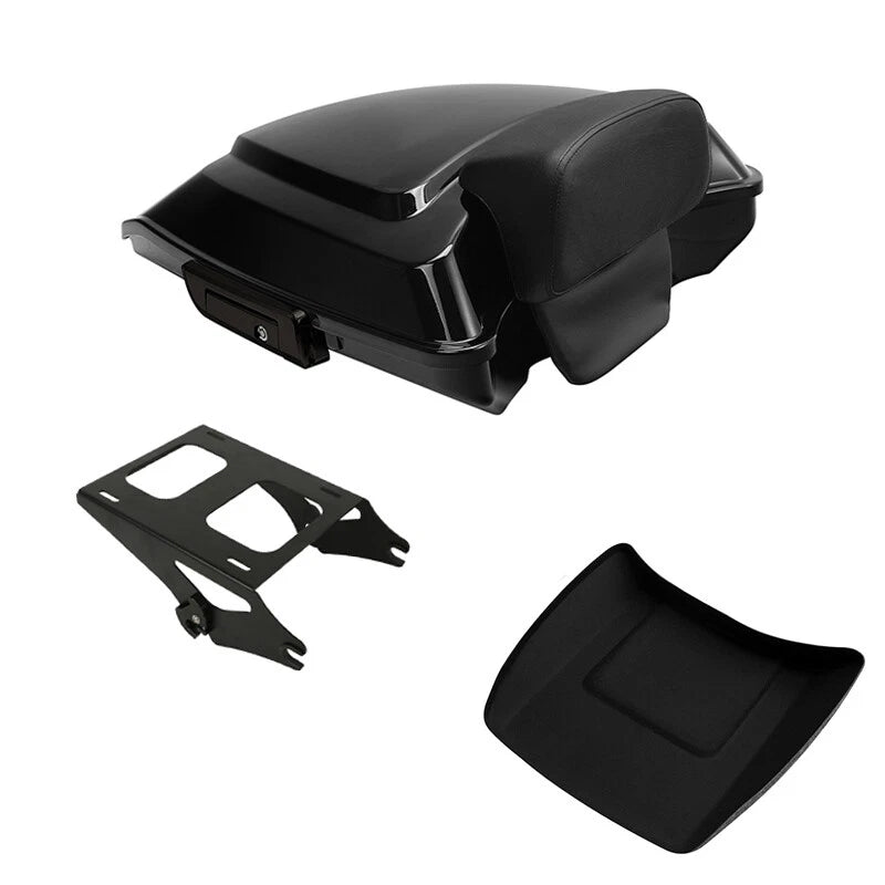 Black Razor Trunk Backrest Mount Rack for Harley Touring Street Glide (2014–2026)
