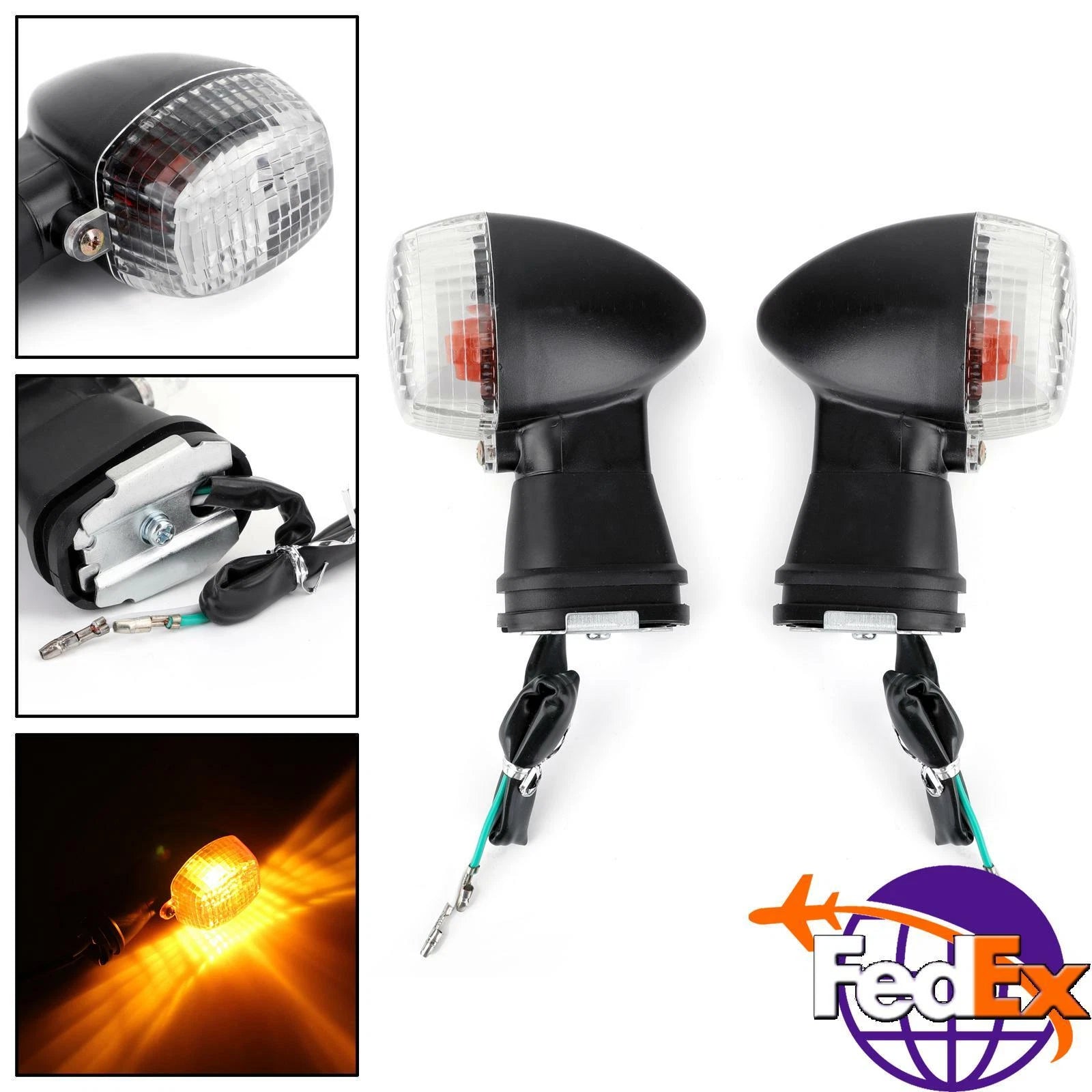 Front Turn Signal for Kawasaki ZX-6R 7R 9R 12R EX 500R NINJA GPZ ZR-X ZX-R (Clear)