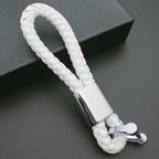 Genuine Leather Braided Keychain Strap for Universal Smart Key Ring (-)
