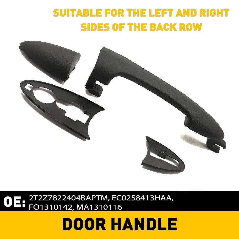 2X Door Handle for Ford Focus (2000–2007) 2T2Z7822404BAPTM Rear Outer Smooth Black