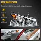Headlight Assembly for Kia Forte (2014–2016) Black Housing Pair with Bulbs