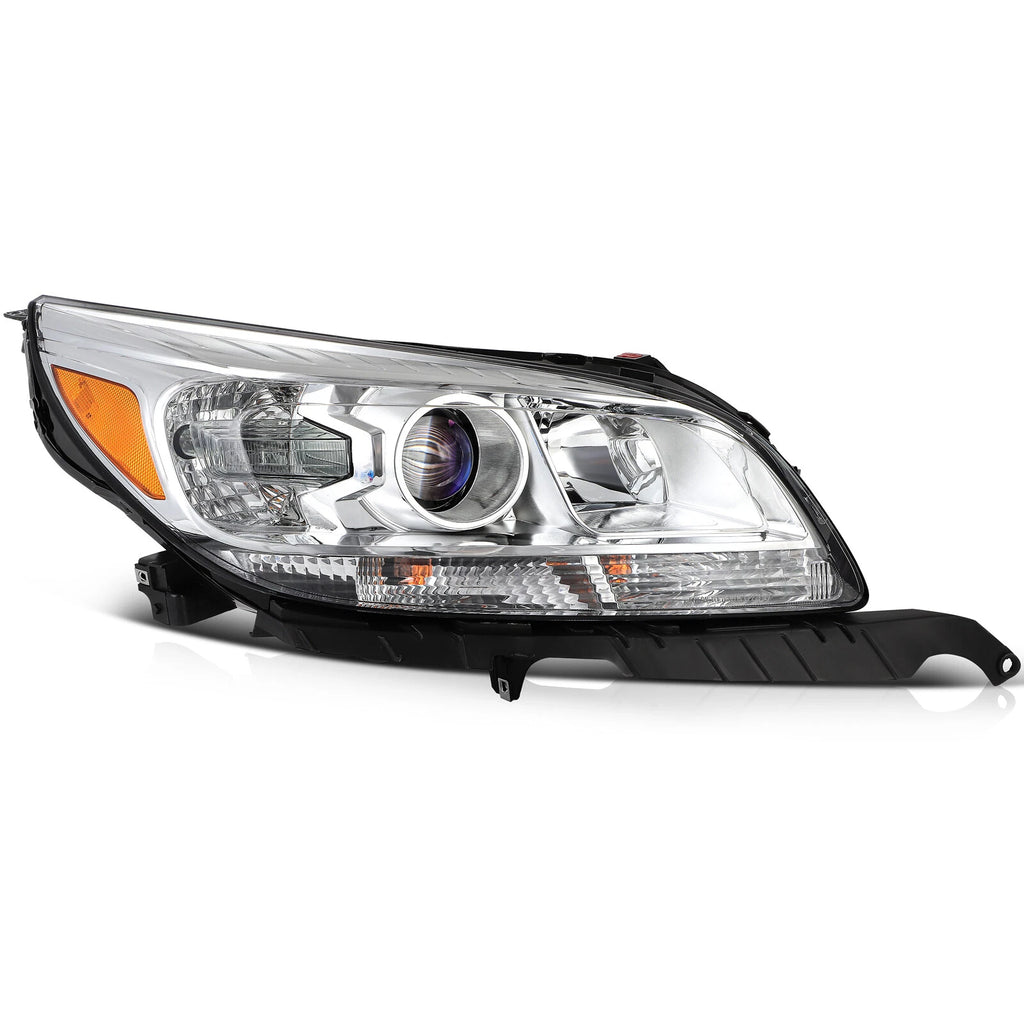 Headlight Assembly for Chevy Malibu (2013-2015) Chrome Housing Left+Right