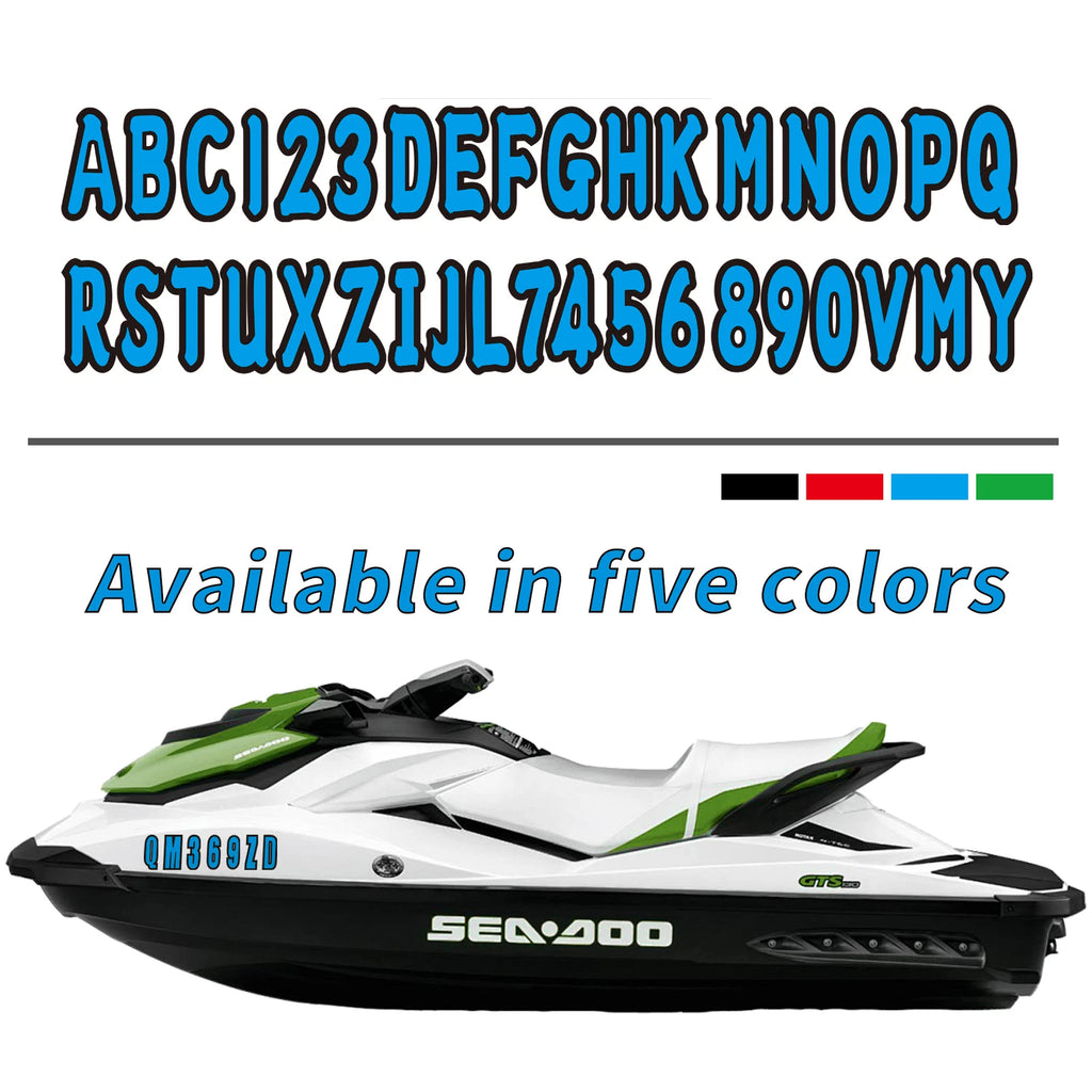 Set of 4 Blue Decals A-Z & 0-9 for Boat Registration Stickers