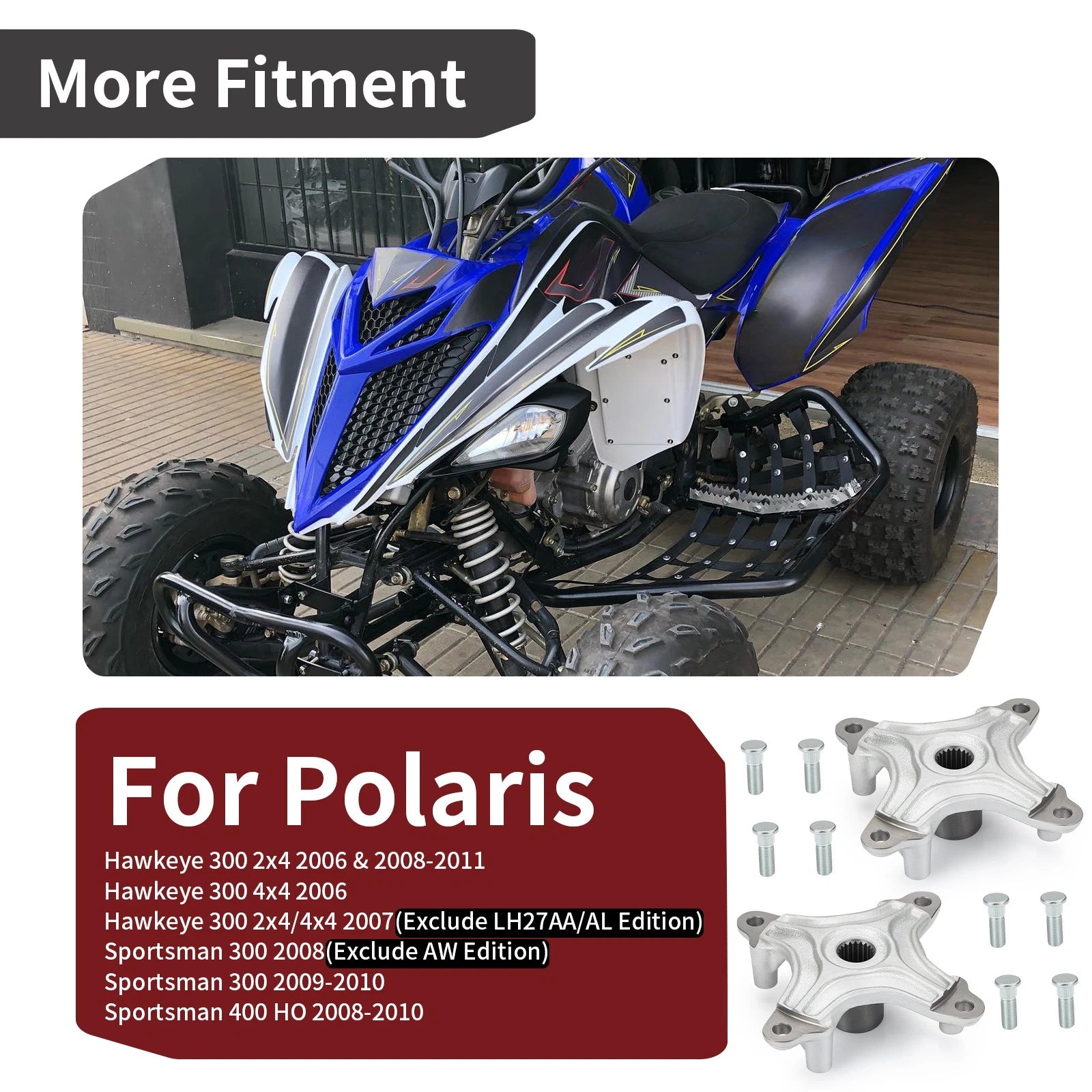 Rear Wheel Hub Set + Bolt for Polaris Sportsman 400 4x4 (2008–2010)