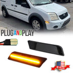 2X Smoke Amber LED Front Bumper Side Marker Light for Ford Transit Connect (2010–2013)