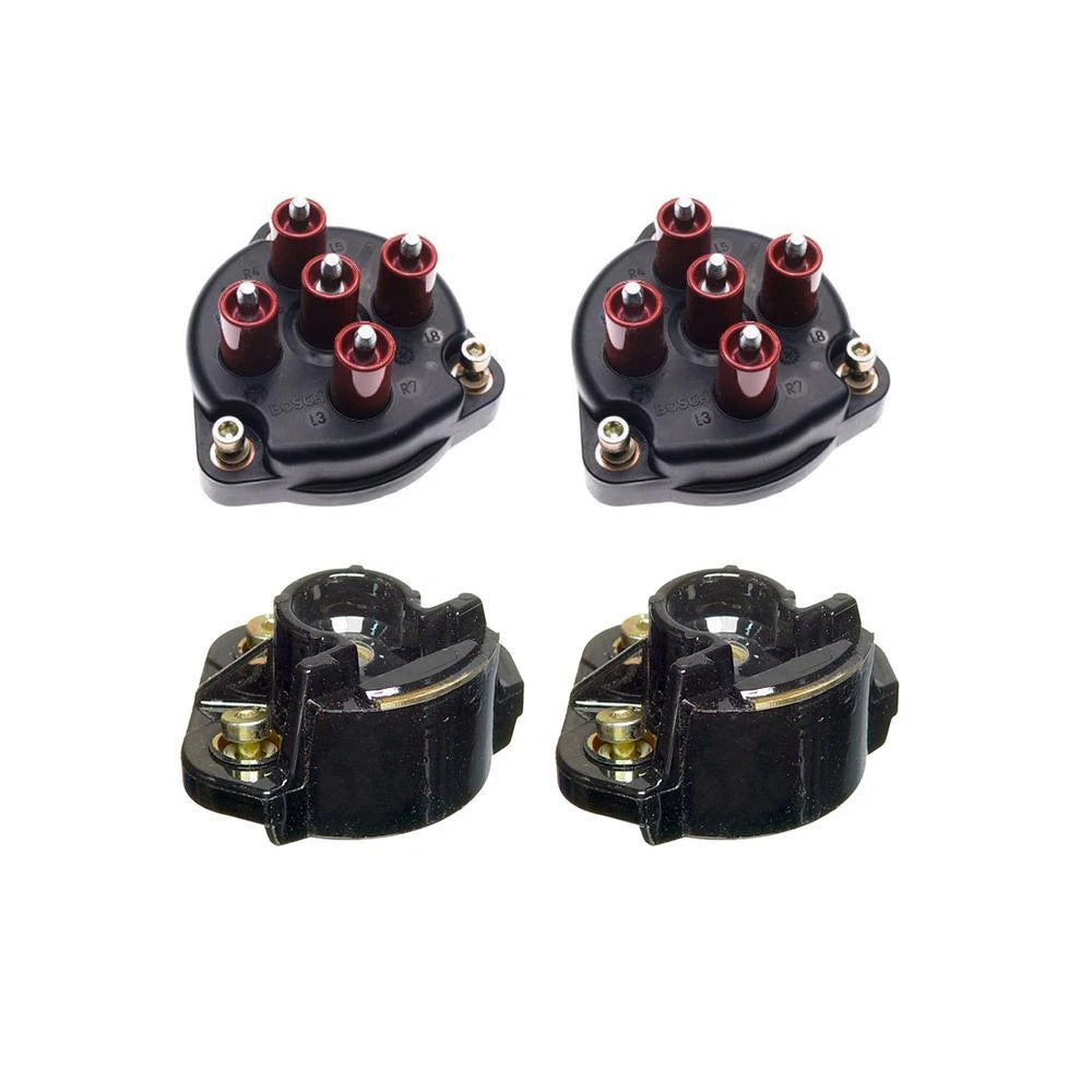 Set of 2 Distributor Caps & 2 Ignition Rotors for Mercedes R129 W124 W140
