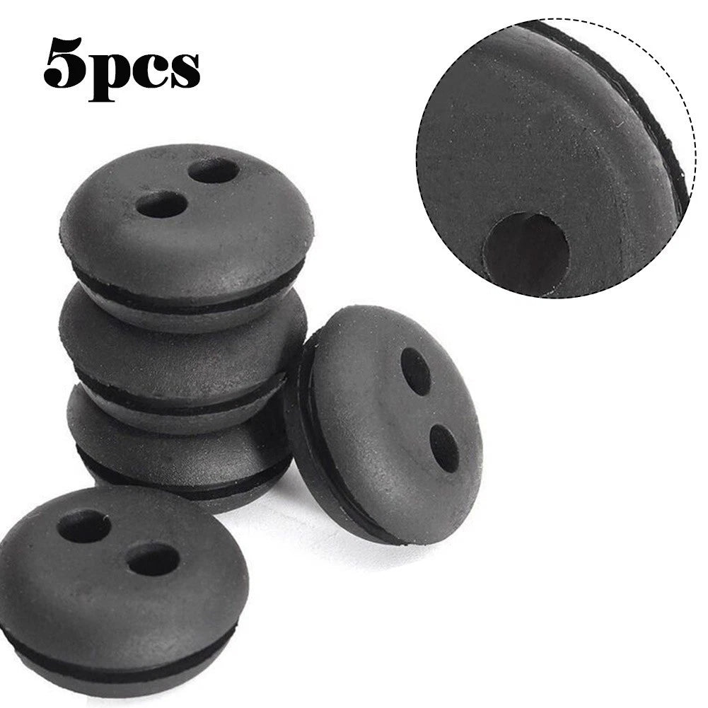 5pcs 2-Hole Rubber Fuel Gas Tank Line Grommet for Lawn Mower (Home Use)