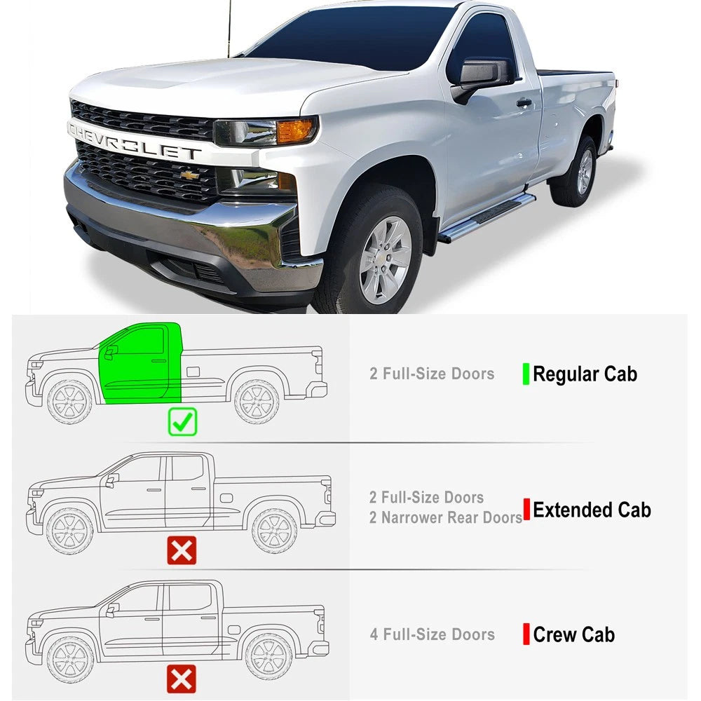 Set of 2 Chrome Board Side Steps for Silverado Sierra (2019-2026)