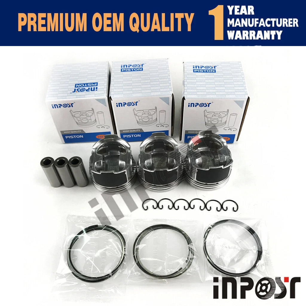 Set of 3 Pistons & Rings for Kubota D902 (STD)