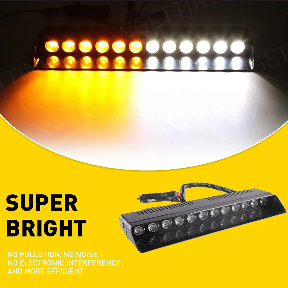 LED Amber/White Windshield Dash Strobe Light Bar for Car Truck (YYYY–YYYY)