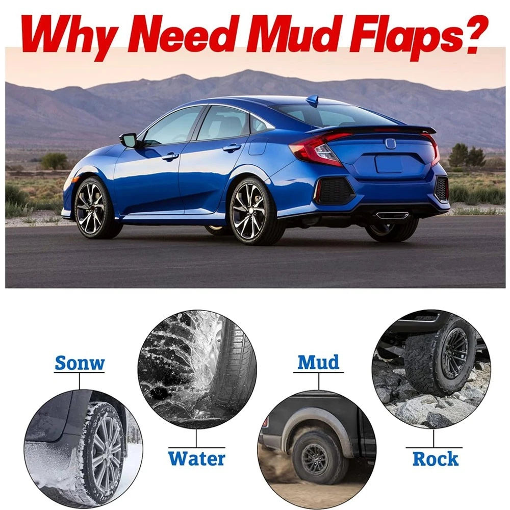 Set of 4 Mud Flaps Splash Guards for Honda Civic (2016–2021)