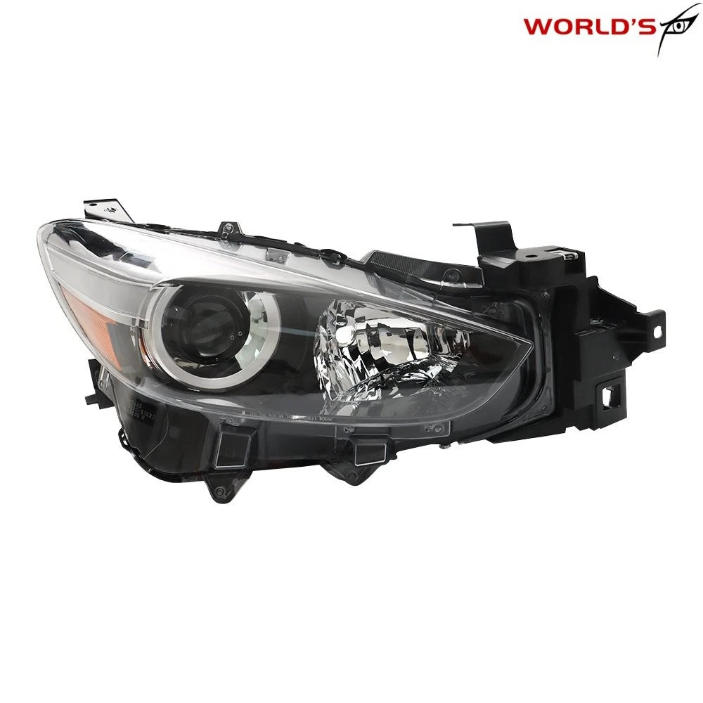 Right Side Headlight for Mazda 3 (2017–2018) Halogen Clear Lens Black Housing