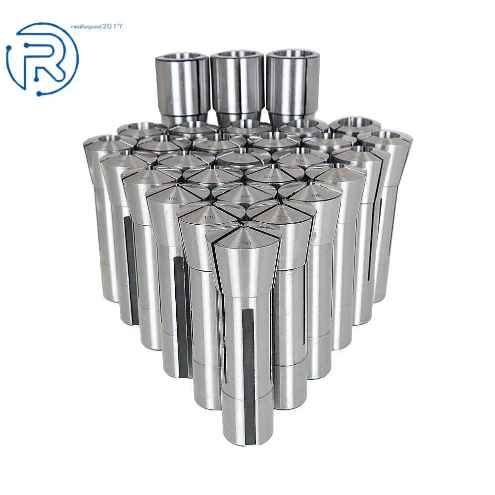 29Pcs Spring Collet Set for R8 (Fractional 1/32"-1")