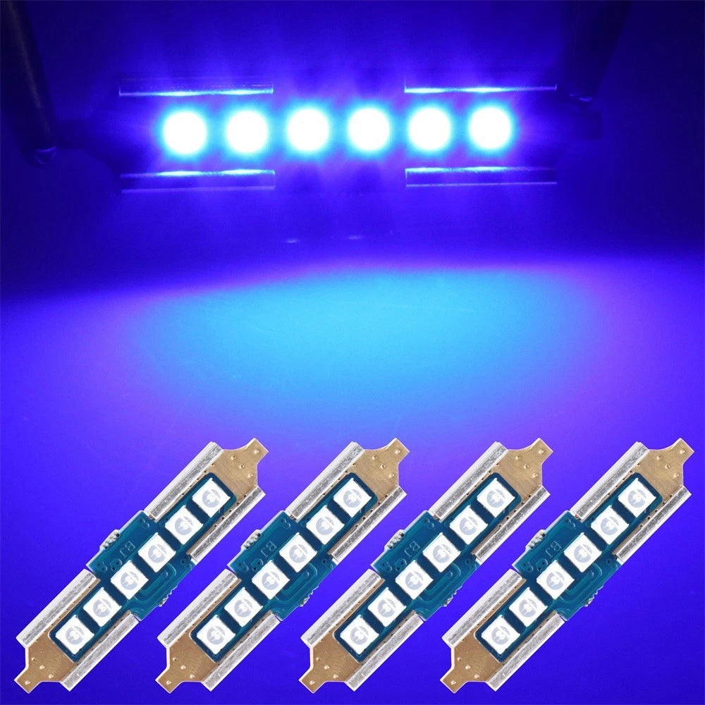 4X 39mm Blue LED Festoon Bulbs 3030-6-SMD for Car Interior Replacement