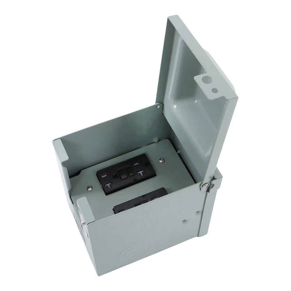 Dual Electrical Outlet Box for Outdoor Use (Rainproof, 20 AMP)