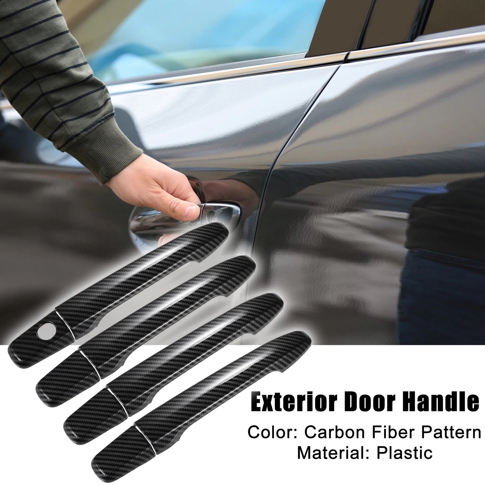 Set of 4 Keyless Holes Door Handle Covers for Mitsubishi  Carbon Fiber