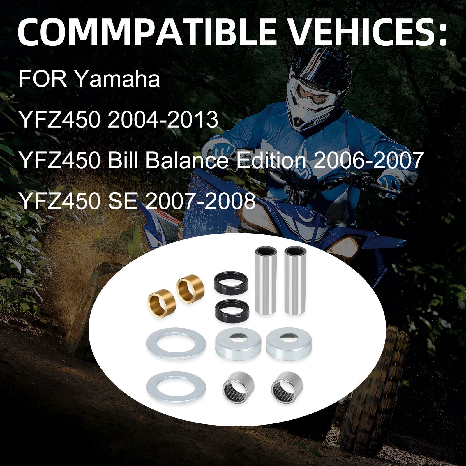 Rear Swing Arm Bearing Seal Bushing Kit for Yamaha YFZ450 (2004–2023)