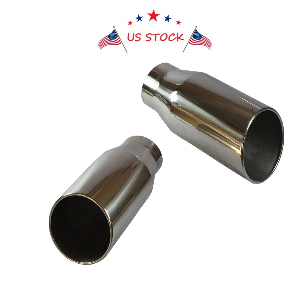 Pair Exhaust Tips for Universal Fit (2.5" Inlet, 4" Outlet, 9" Long)