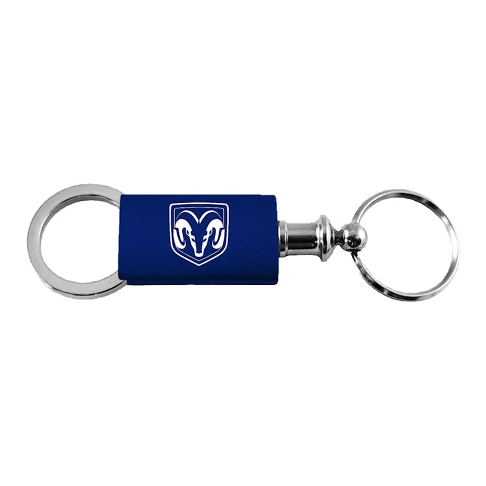 Head Logo on Navy Anodized Aluminum Valet Keychain for Dodge RAM