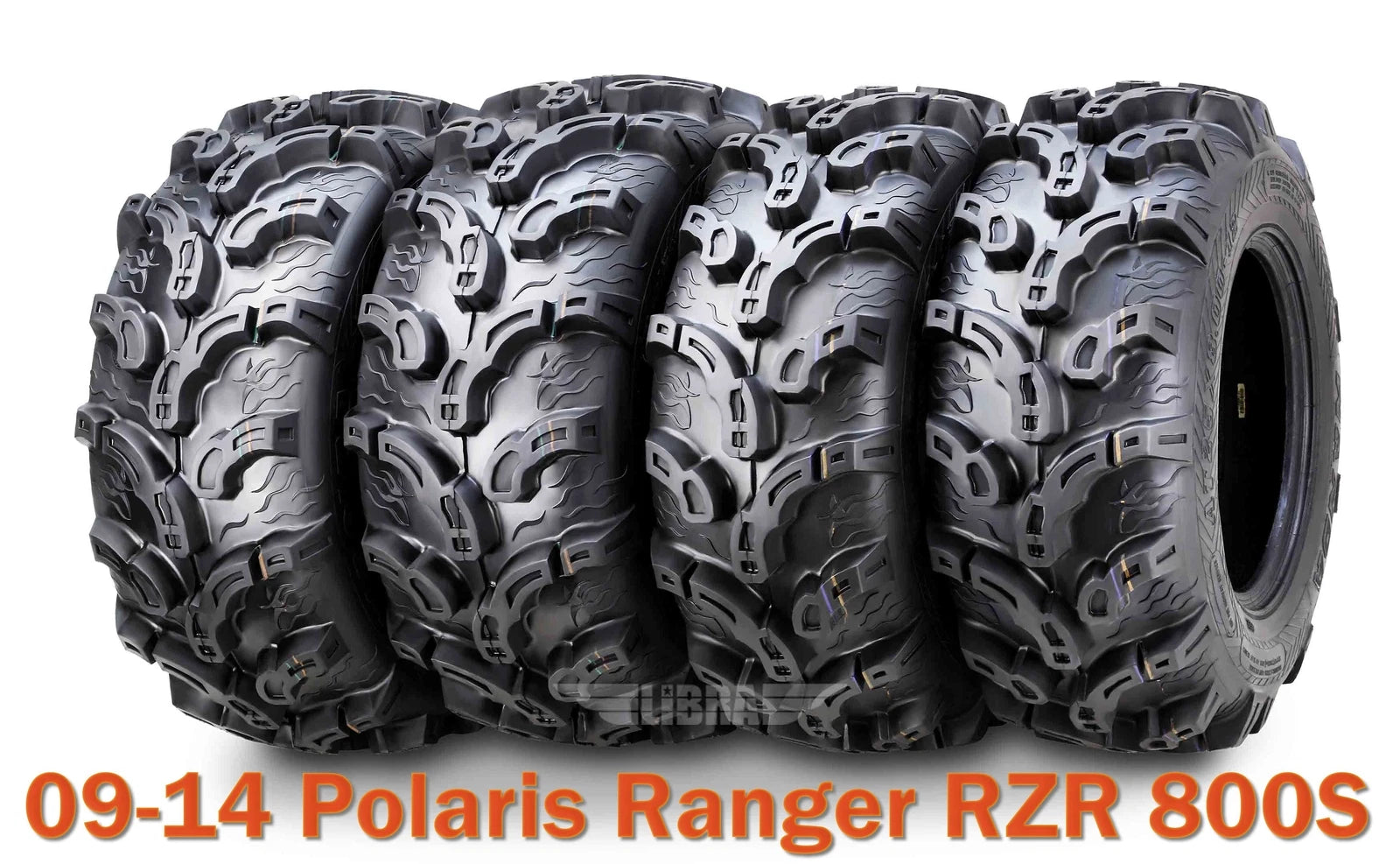 Set of 4 ATV Tires 26x9-12 & 26x12-12 Super Lug for Polaris Ranger RZR 800S (2009–2014)