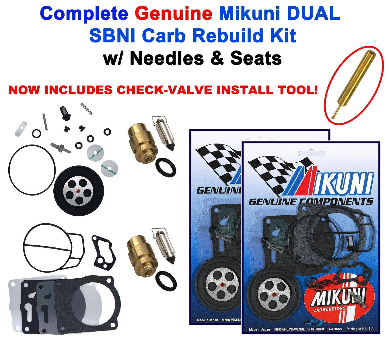 Mikuni Dual Carb Rebuild Kit & Needle Seat for Yamaha XL XLT 800 (2000–2004)