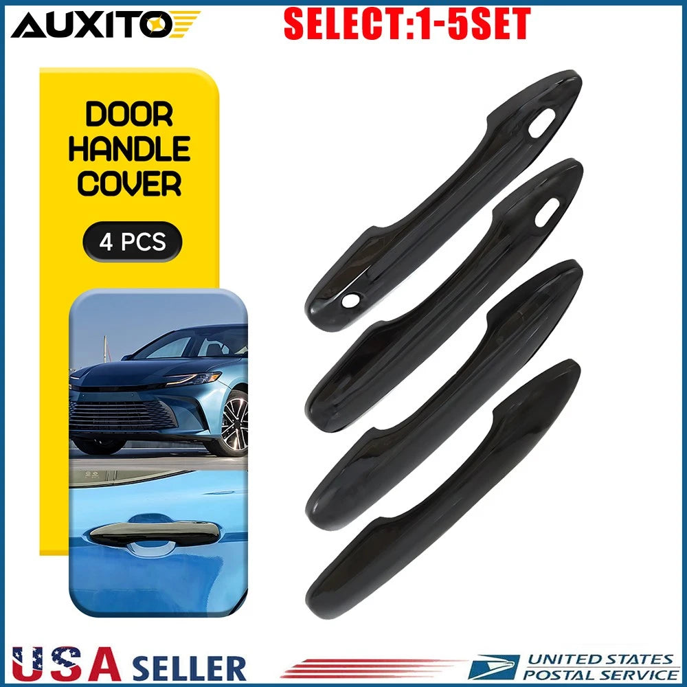 Set of 4 Gloss Black Door Handle Cover Protector Caps for Toyota Camry (2018–2025)
