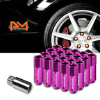 20Pc M12X1.25 Purple JDM Open-End Acorn Hex Wheel Lug Nut + Extension 25mm