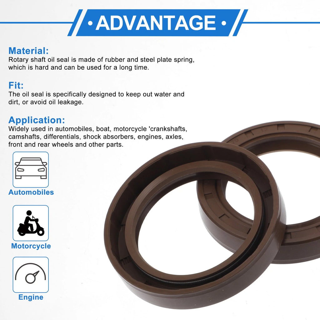 2X Oil Seal Rotary Shaft Seal FKM Rubber 50x70x12mm for Various Models