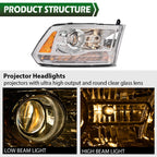 Chrome Projector Headlights with LED DRL for Dodge Ram 1500 2500 3500