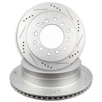 Set of 4 Drilled Slotted Brake Rotors with Ceramic Pads for Toyota Sequoia