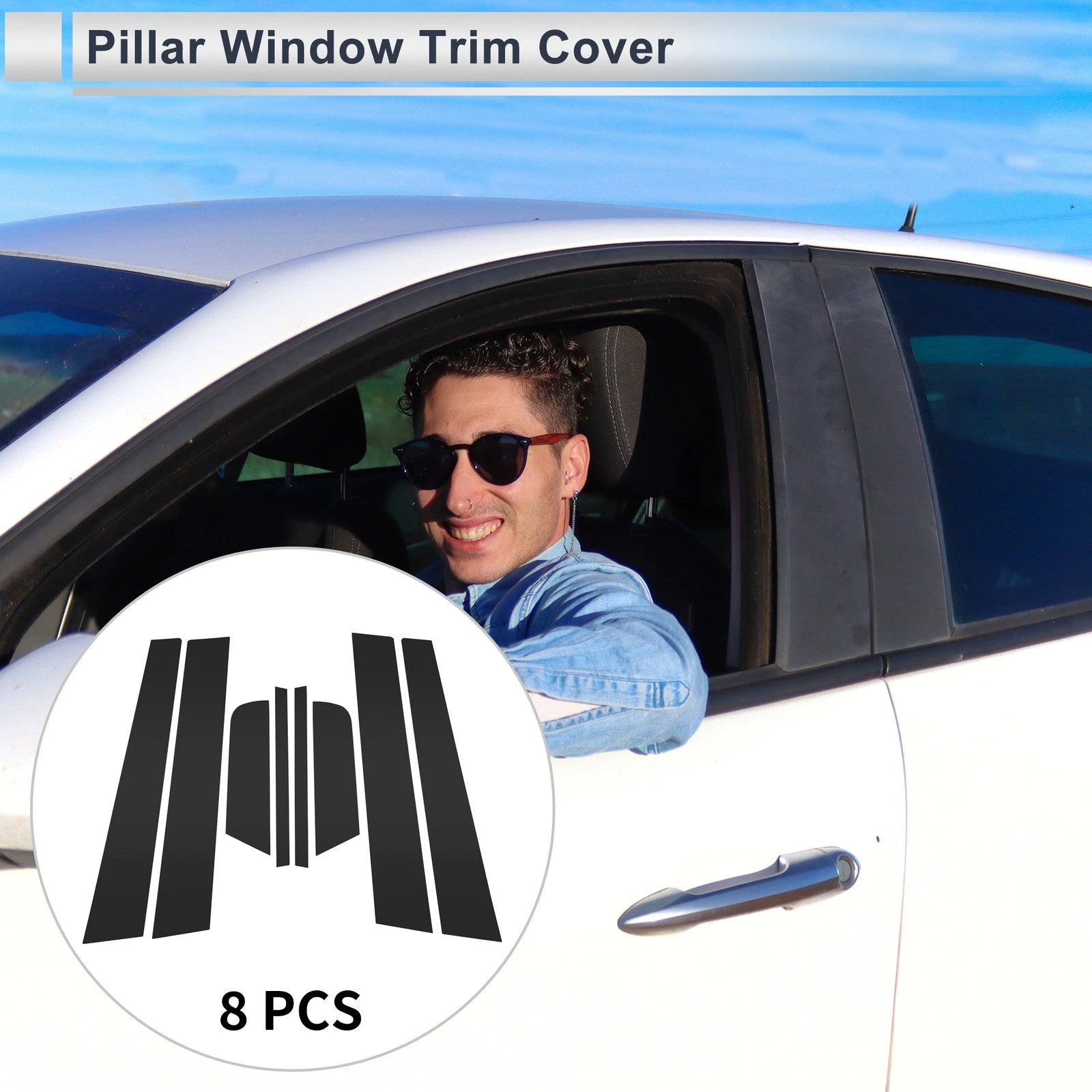 8 Pcs Door Pillar Window Trim for Mazda 3 Axela (2006–2012) Black