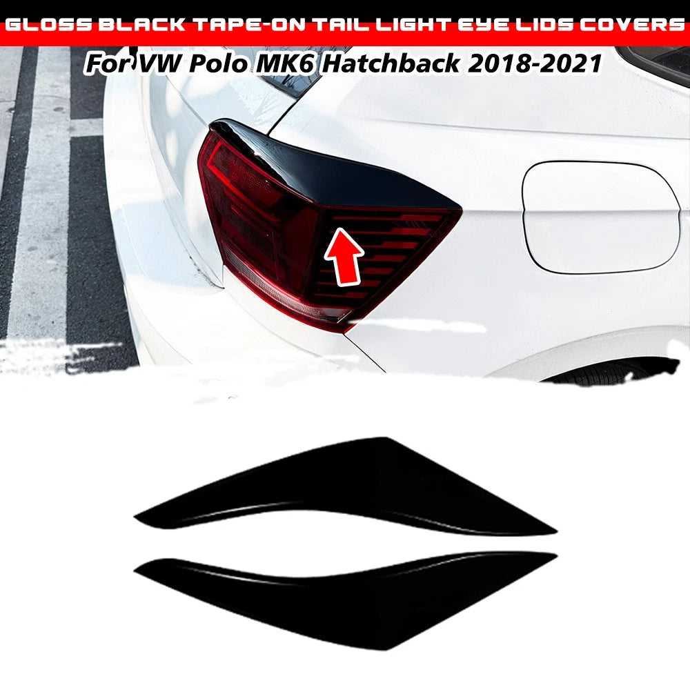 Gloss Black Tail Light Eye Lids Covers for VW Polo Hatchback (2018–2021)