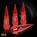 Set of 4 Red Aluminum Spiked Tire Valve Stem Caps for Universal Fit (45mm)