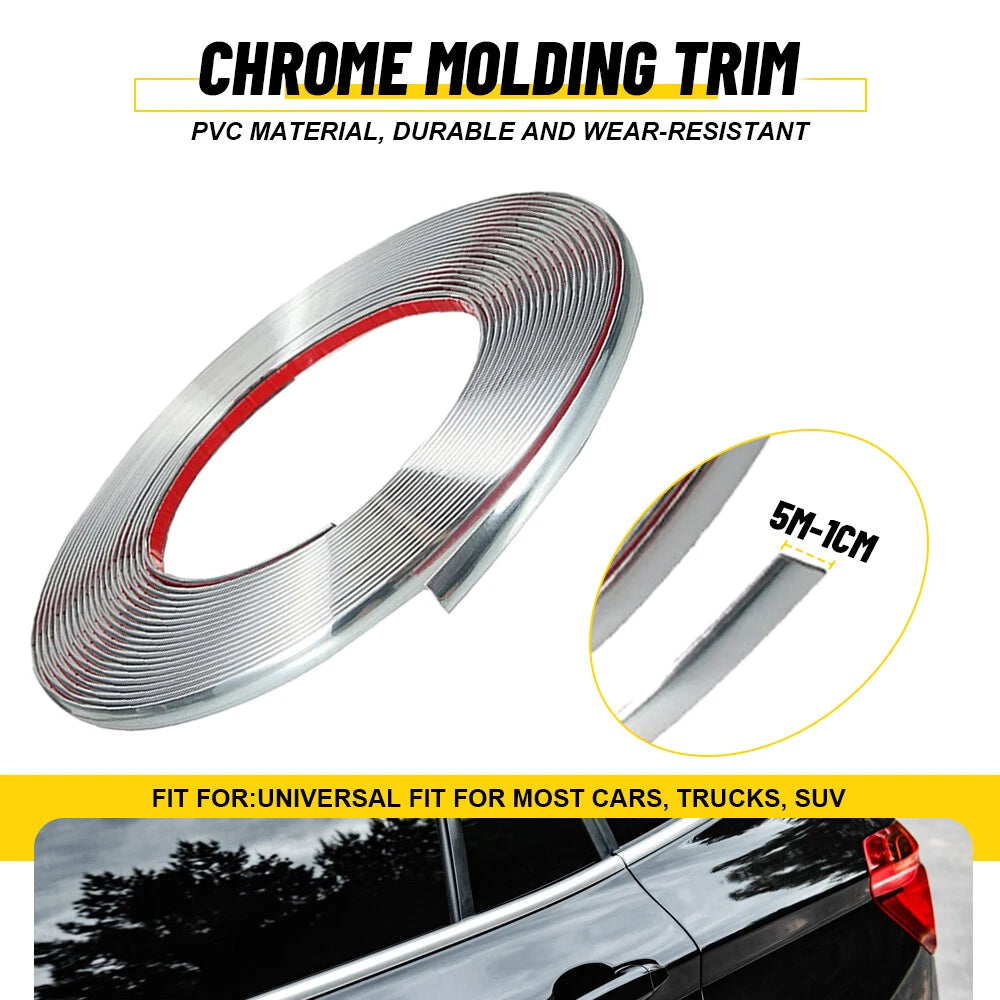 Chrome Trim Molding Strip for Car Door Window Bumper (16ft)