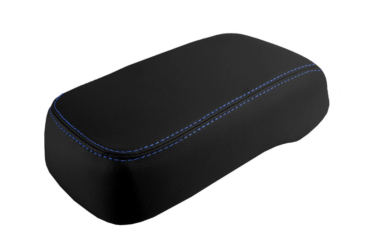 Leather Console Lid Armrest Cover for Hummer H3 (2005–2010) Blue Stitch
