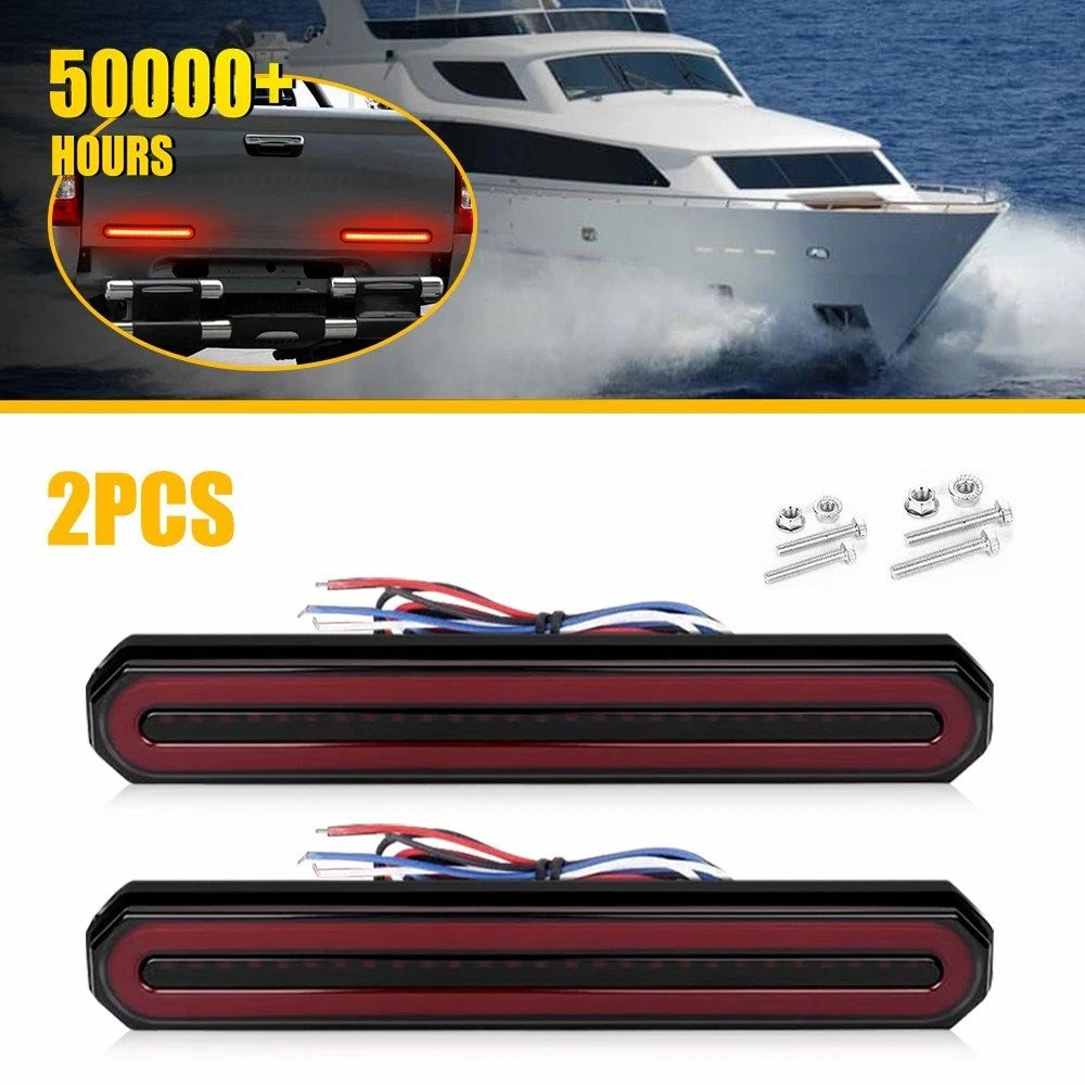 Red/Amber 5" 9" Oval LED Truck Trailer Stop Turn Tail Brake Light (Flowing DRL)