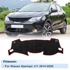 Dash Cover for Nissan Qashqai J11 (2014–2020) Flannel Black Red Edge Set