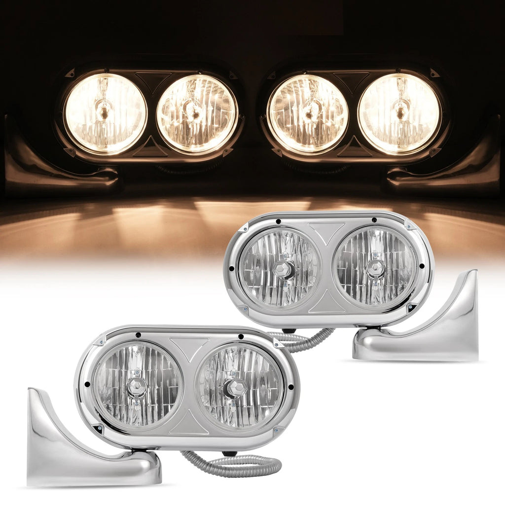 Pair Aluminum Clear Headlights for Peterbilt 379/389 (2000–2023)