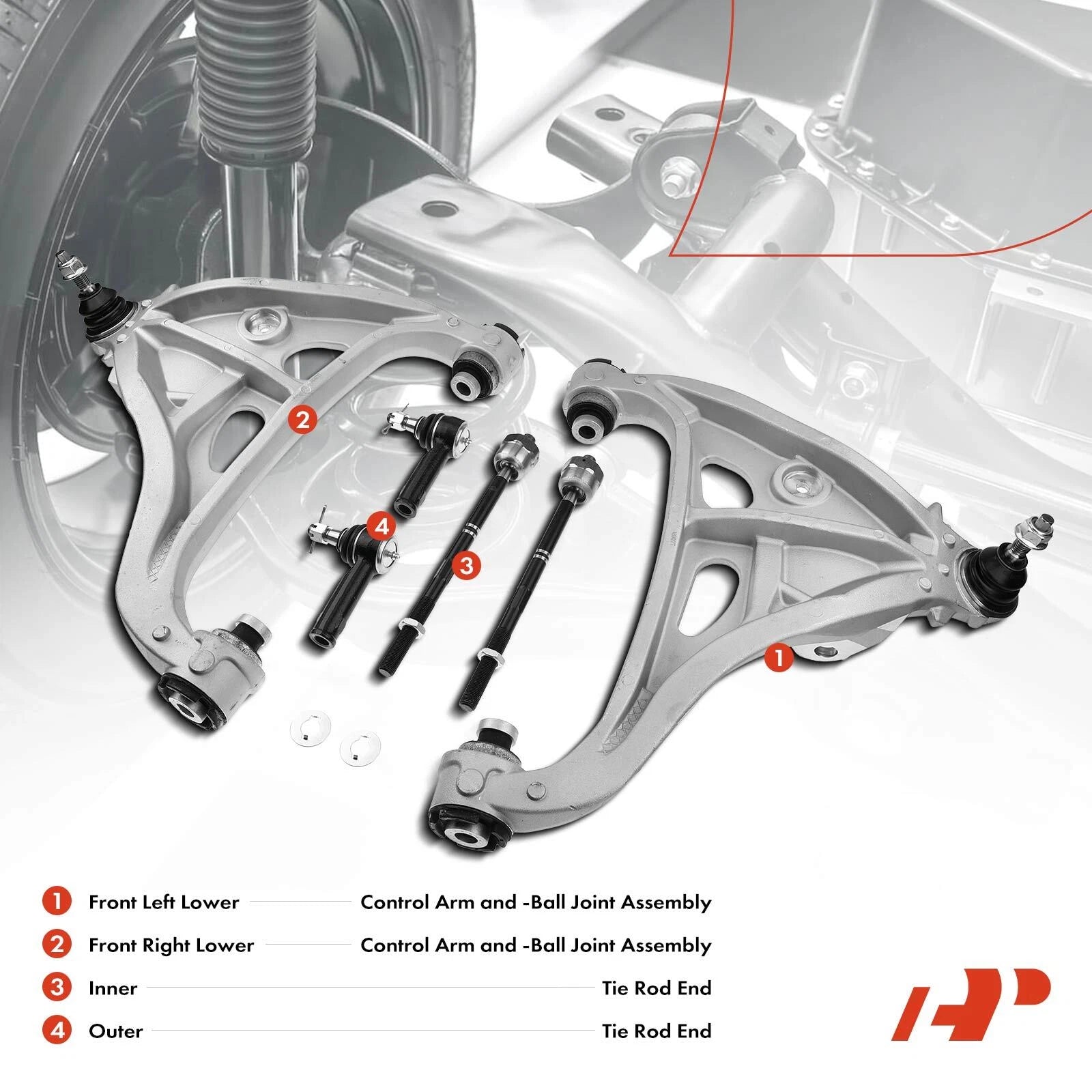 Set of 6 Front Control Arms with Ball Joints for Ford F-150 (2004–2008)