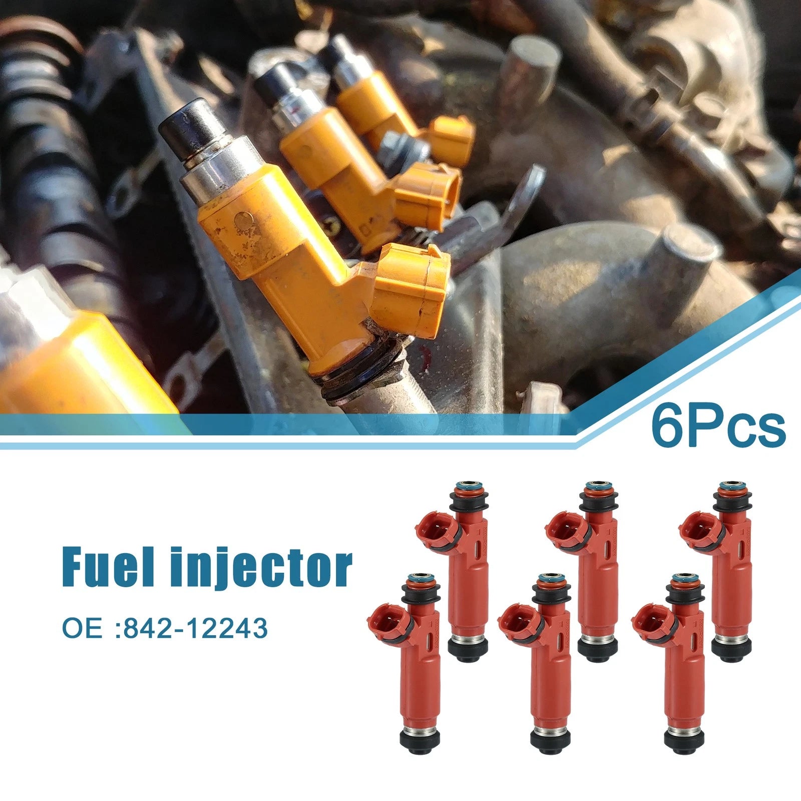Set of 6 Fuel Injectors No. 23209-20030/23209-20040 for Toyota Highlander (2004–2007)