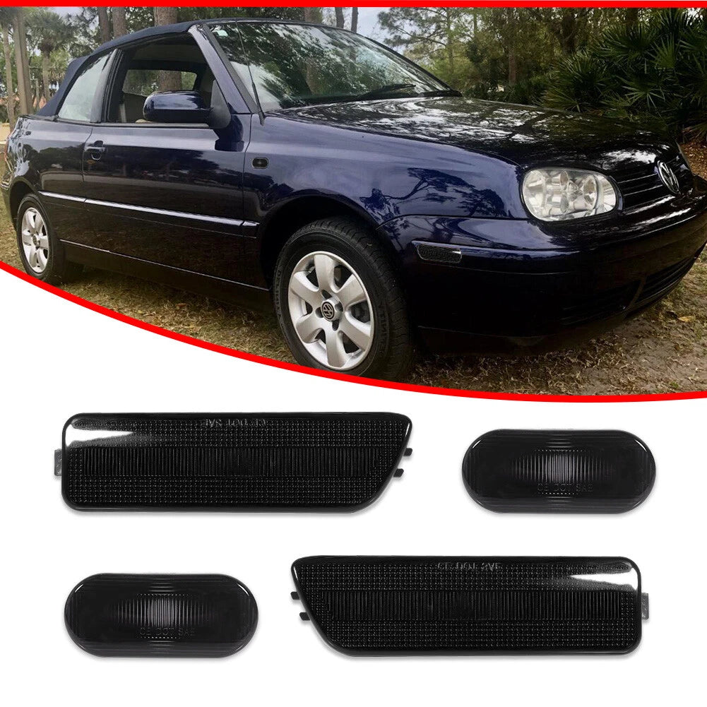 Set of 4 Smoked Front Bumper Side Marker Lights for VW Golf/Jetta (1999–2006)
