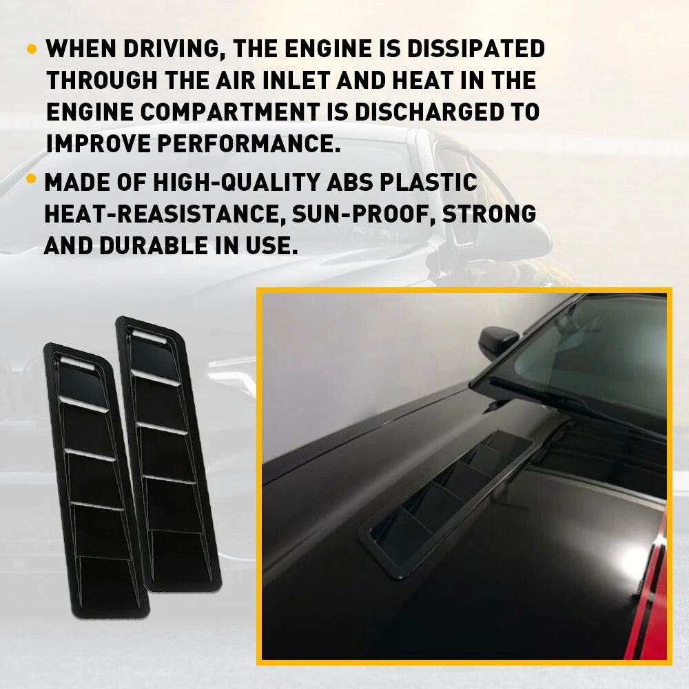 2Pcs Black Hood Vent Louvers for Universal Cars (Year Range Not Specified)