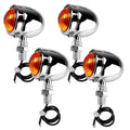 Set of 4 Chrome Turn Signal Blinkers for Motorcycle (Universal Fit)