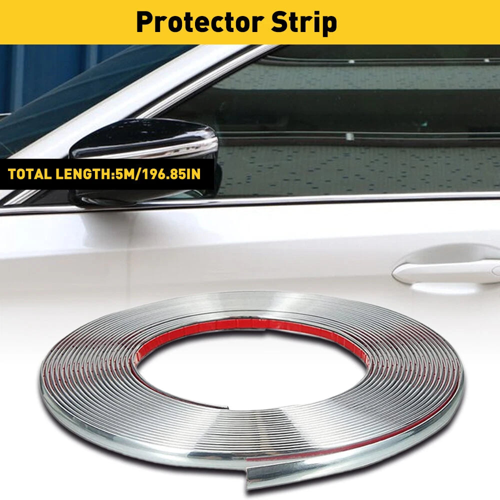 Chrome Trim Molding Strip for Car Body Door Protector (16ft)