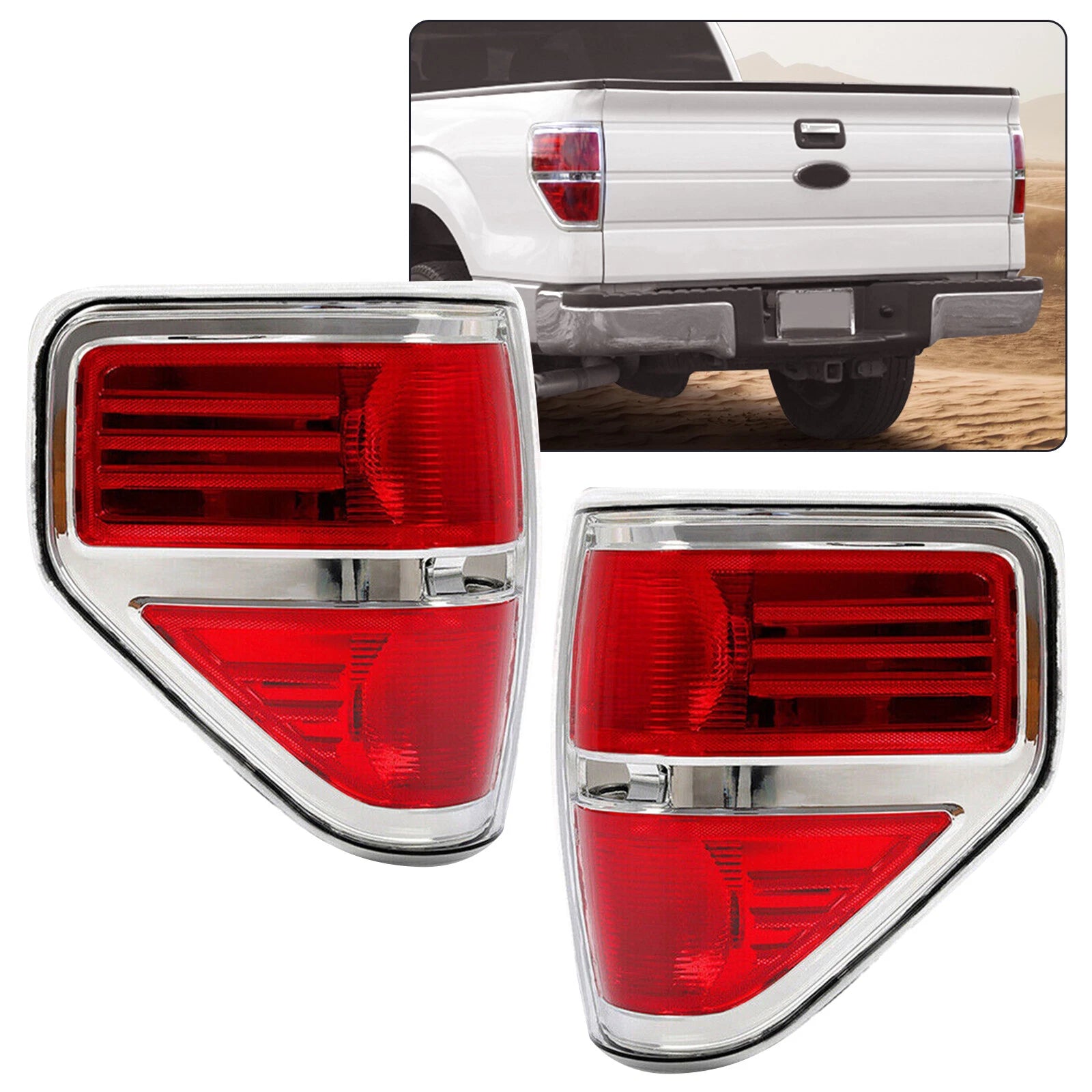 Rear Tail Lights Brake Lamps Assembly Kit for Ford F-150 (2009–2014)