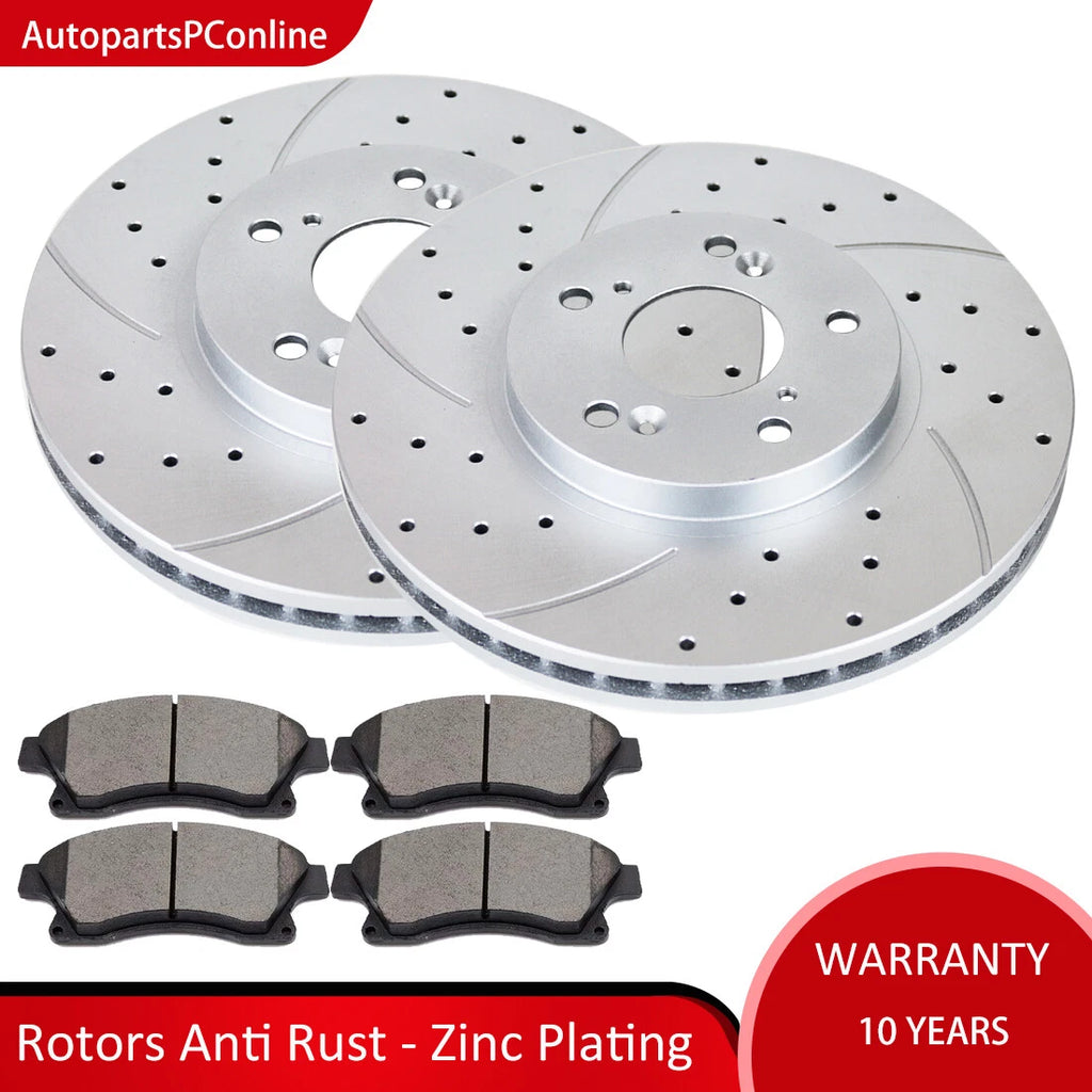 Front Drilled Slotted Brake Rotors and Pads Kit for Honda Accord (2003–2007)